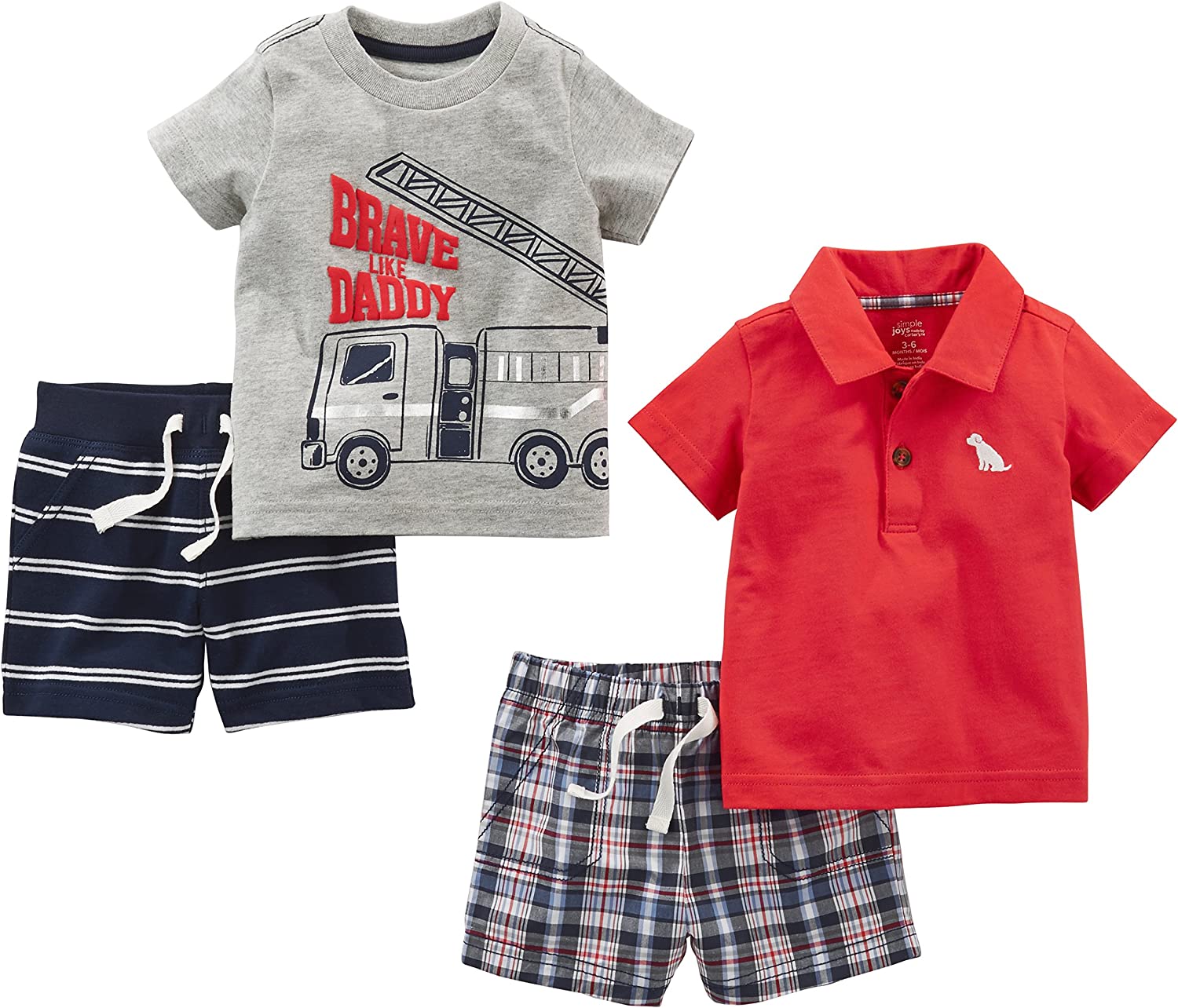 230816074520502_1 Simple Joys by Carter's Baby Boys' 4-Piece Playwear Set - Image 1